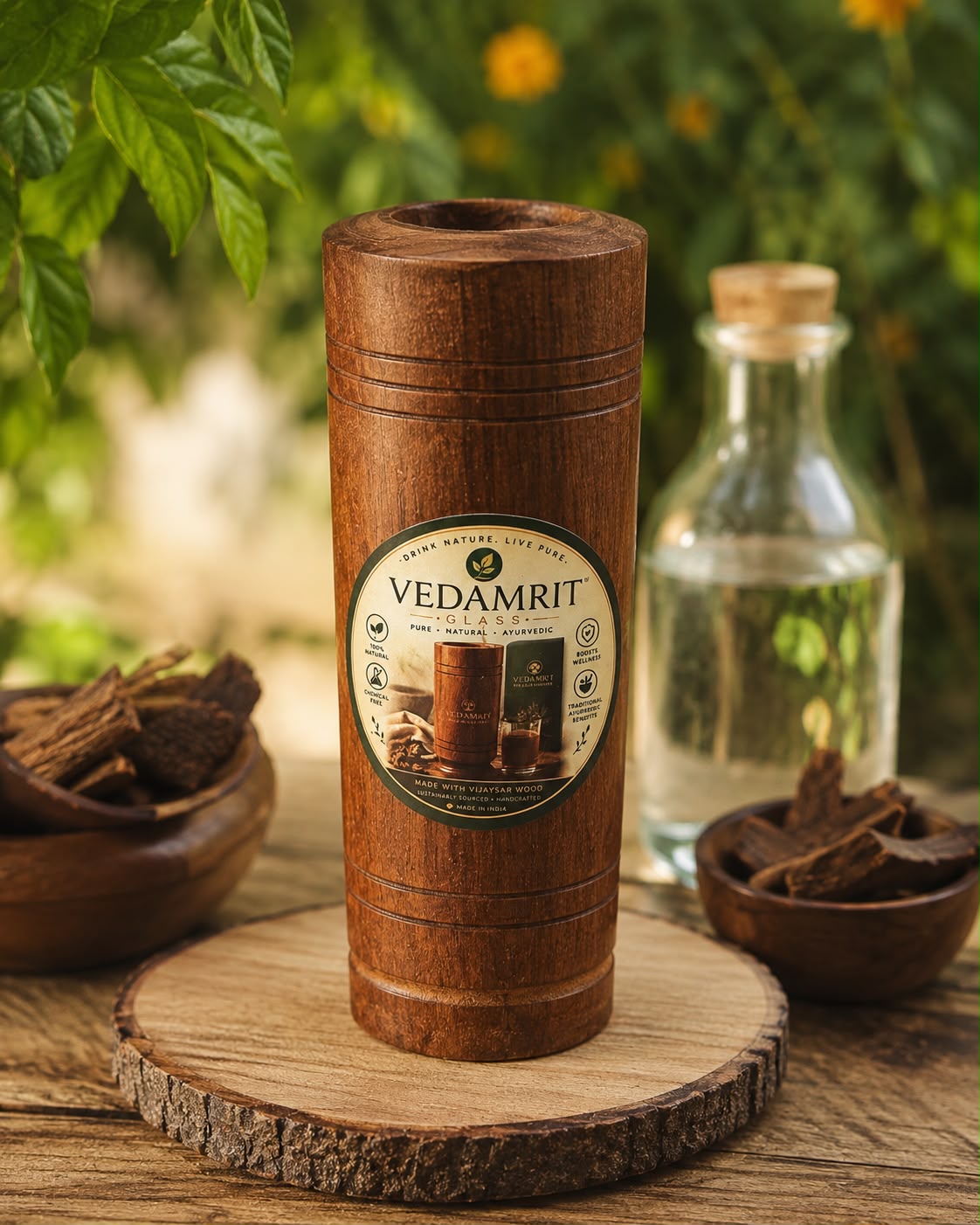 Vedamrit Vijaysar Wood Glass