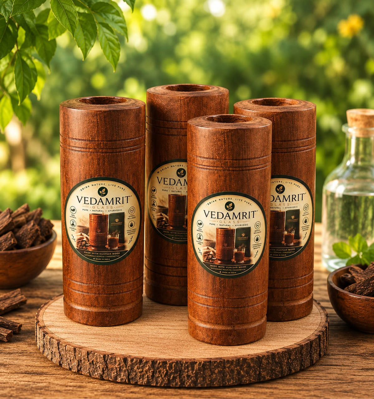 Vedamrit Vijaysar Wood Glass – Pack of 4