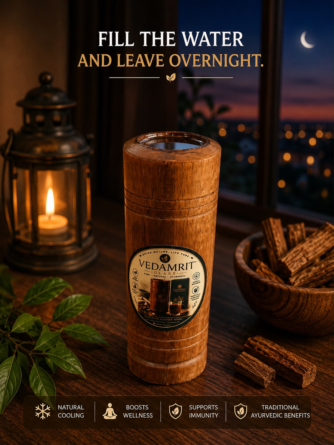 Vedamrit Vijaysar Wood Glass